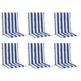 VidaXL coussins de chaise 6 pcs dossier bas tissu rayé blanc et bleu