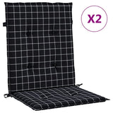 VidaXL coussins de chaise 2 pcs dossier bas motif losange tissu noir