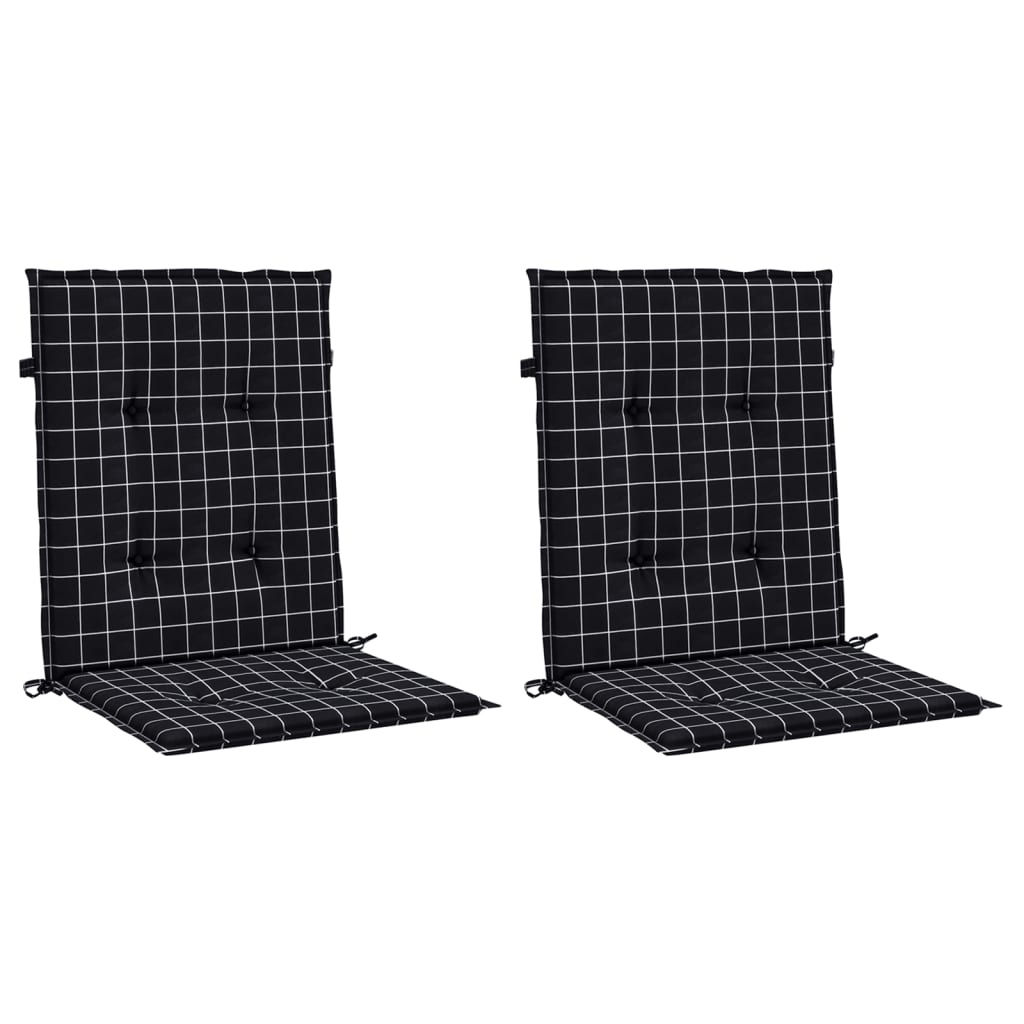 VidaXL coussins de chaise 2 pcs dossier bas motif losange tissu noir
