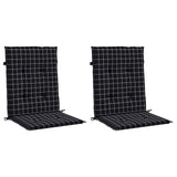 VidaXL coussins de chaise 2 pcs dossier bas motif losange tissu noir