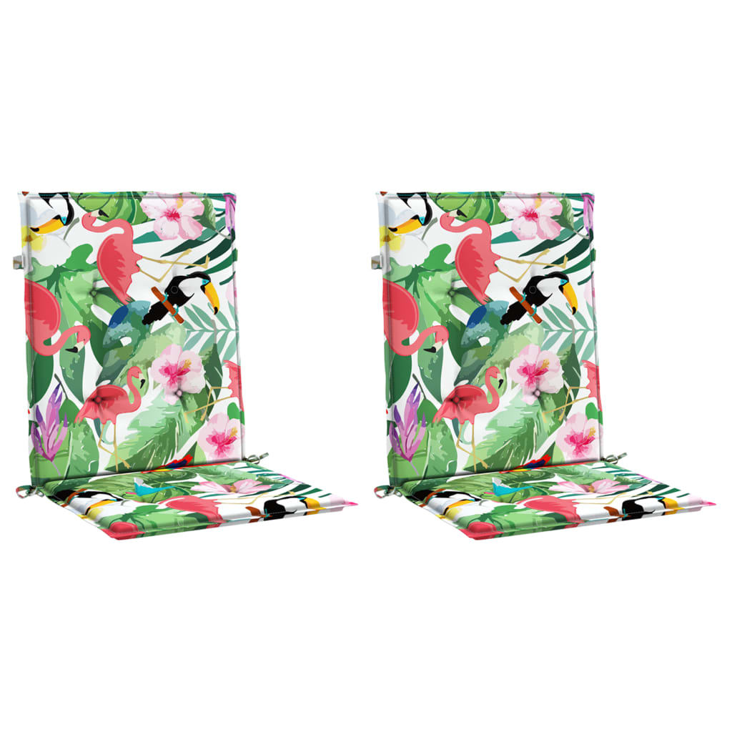 VidaXL coussins de chaise 2 pcs tissu à dossier bas multicolore