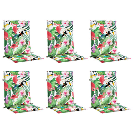 VidaXL coussins de chaise 6 pcs tissu à dossier bas multicolore