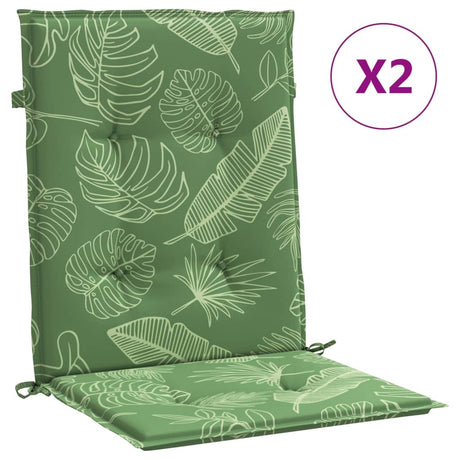 VidaXL coussins de chaise 2 pcs dossier bas tissu motif feuille