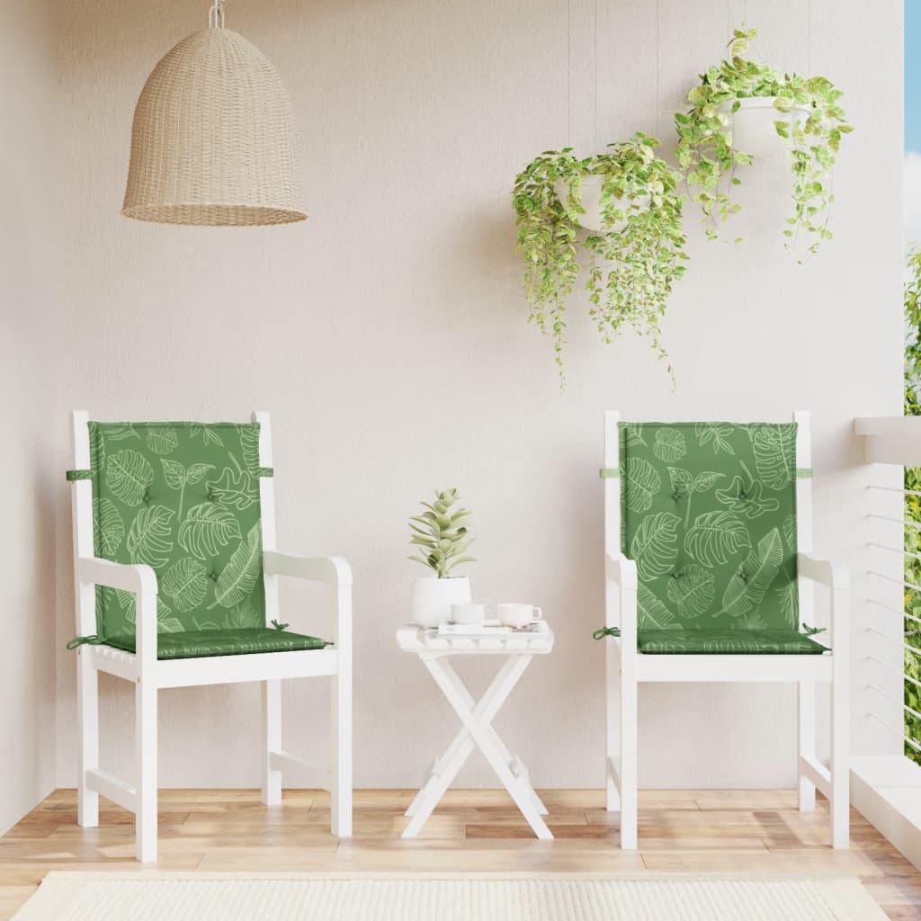 VidaXL coussins de chaise 2 pcs dossier bas tissu motif feuille