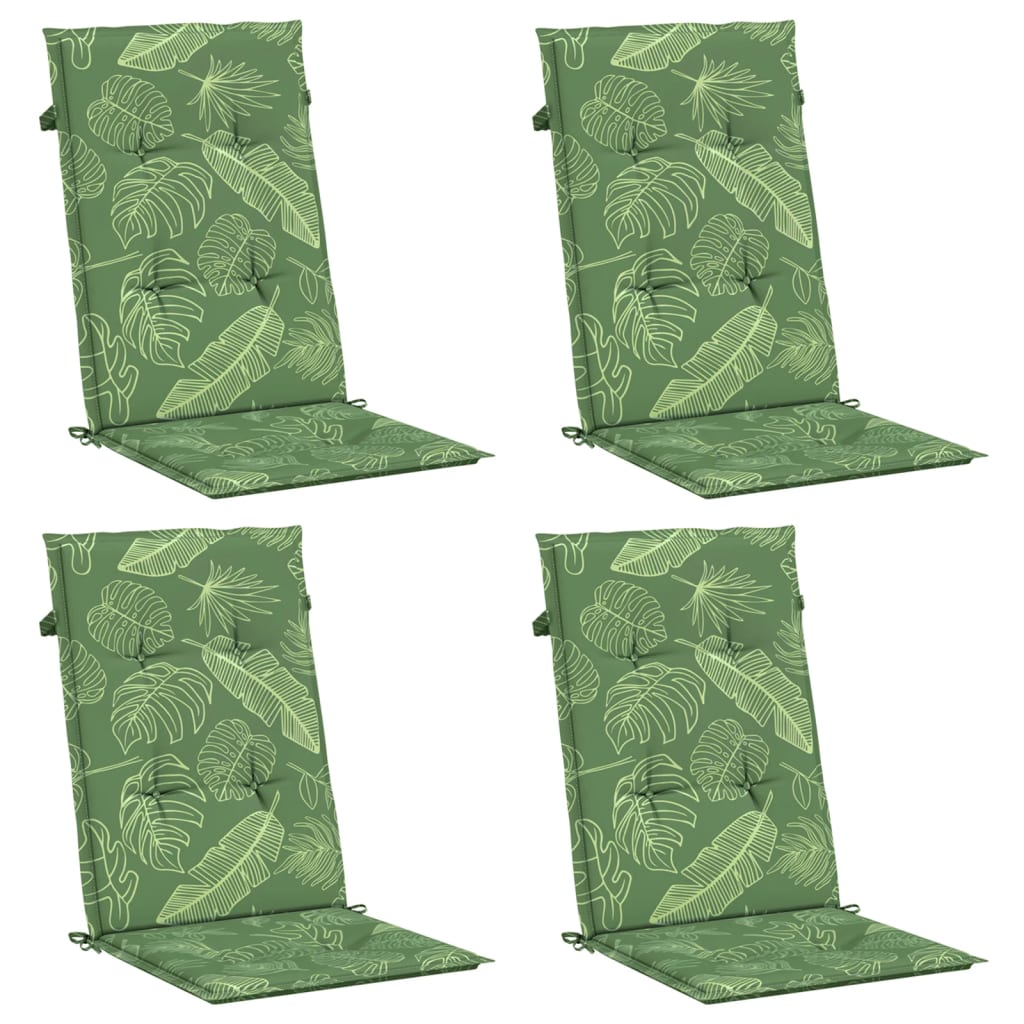 VidaXL coussins de chaise 4 pièces tissu à motif de feuilles à dossier bas