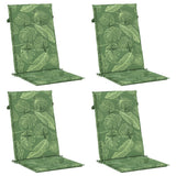 VidaXL coussins de chaise 4 pièces tissu à motif de feuilles à dossier bas