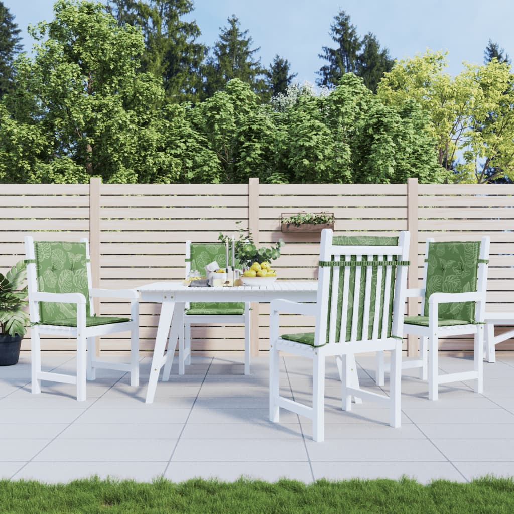 VidaXL coussins de chaise 4 pièces tissu à motif de feuilles à dossier bas