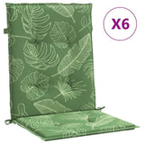 VidaXL coussins de chaise dossier bas 6 pièces tissu motif feuille