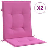 VidaXL coussins de chaise 2 pcs dossier bas tissu rose