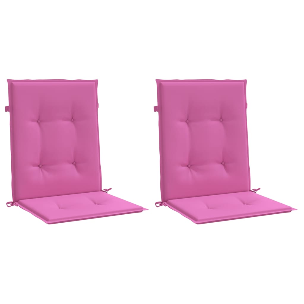 VidaXL coussins de chaise 2 pcs dossier bas tissu rose