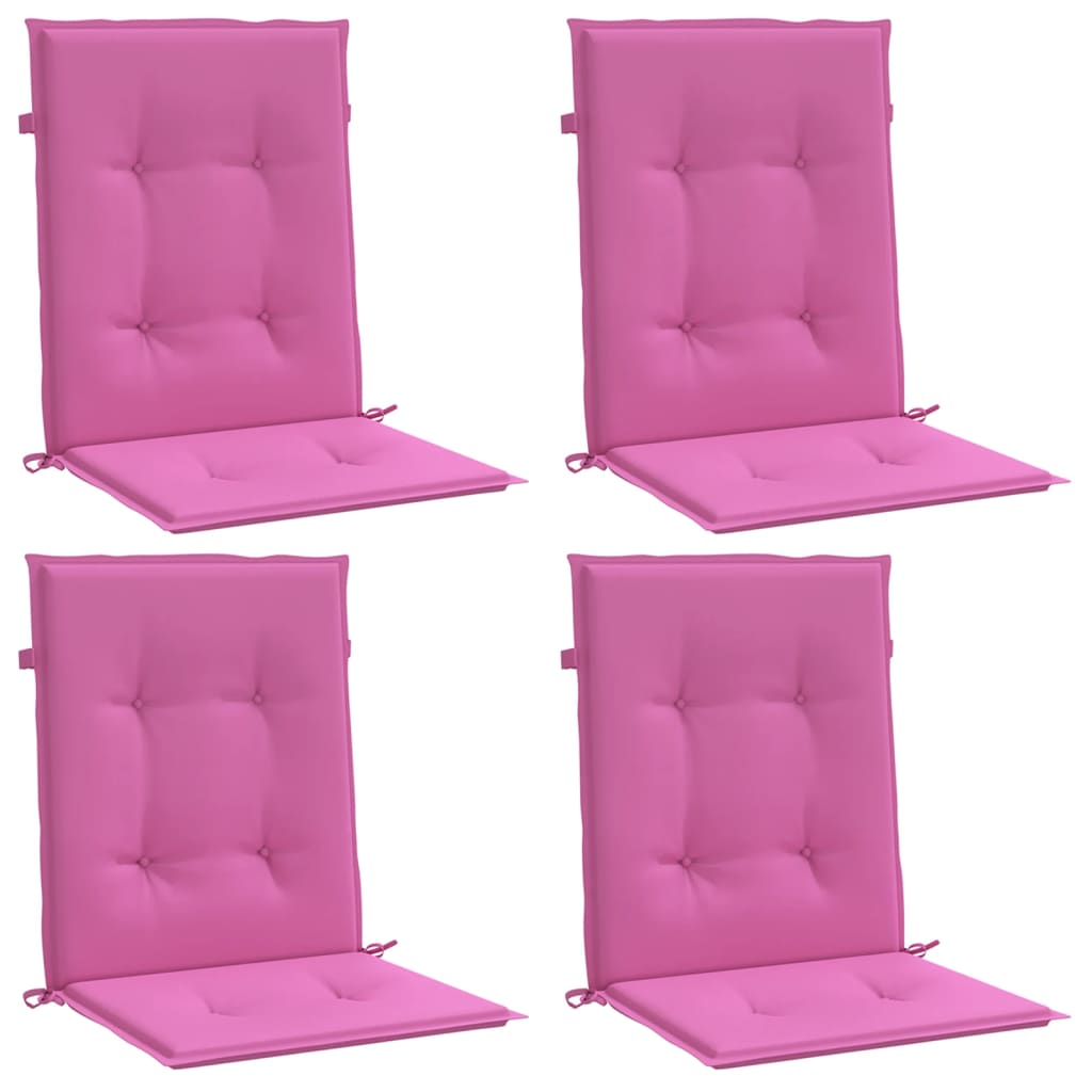 VidaXL coussins de chaise 4 pcs dossier bas tissu rose