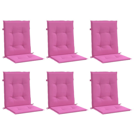 VidaXL coussins de chaise 6 pcs dossier bas tissu rose