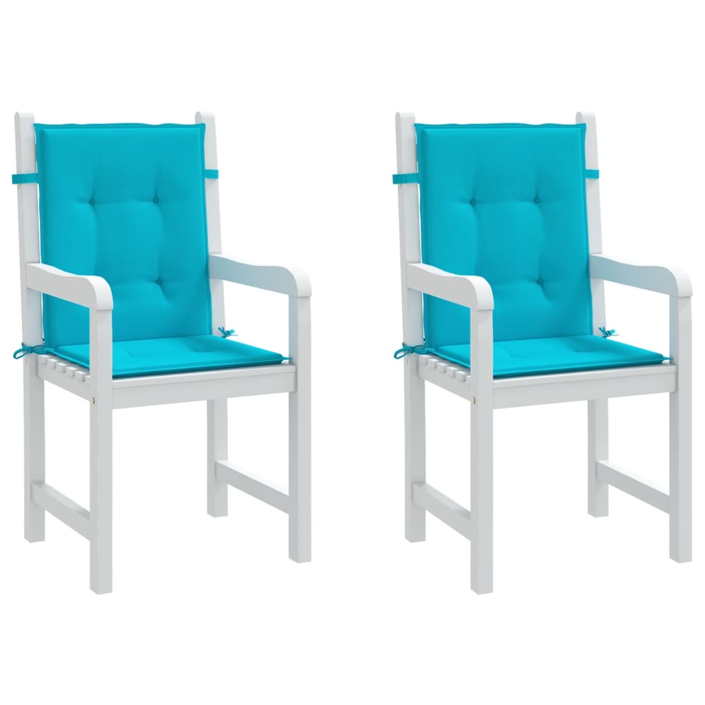 VidaXL coussins de chaise 2 pcs dossier bas tissu turquoise
