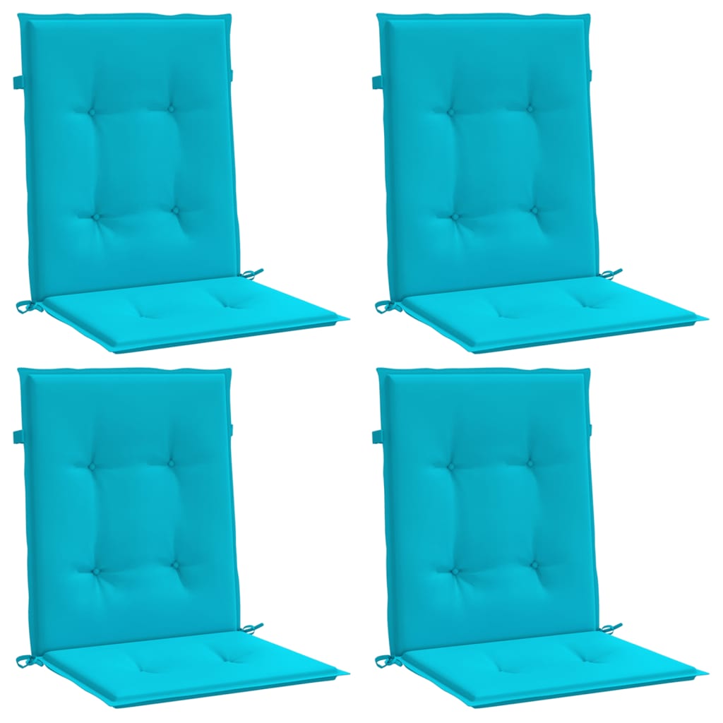 VidaXL coussins de chaise 4 pcs dossier bas tissu turquoise
