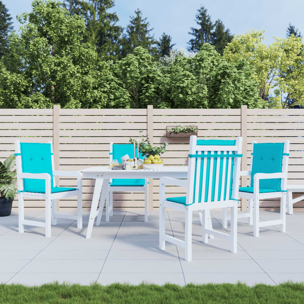 VidaXL coussins de chaise 4 pcs dossier bas tissu turquoise