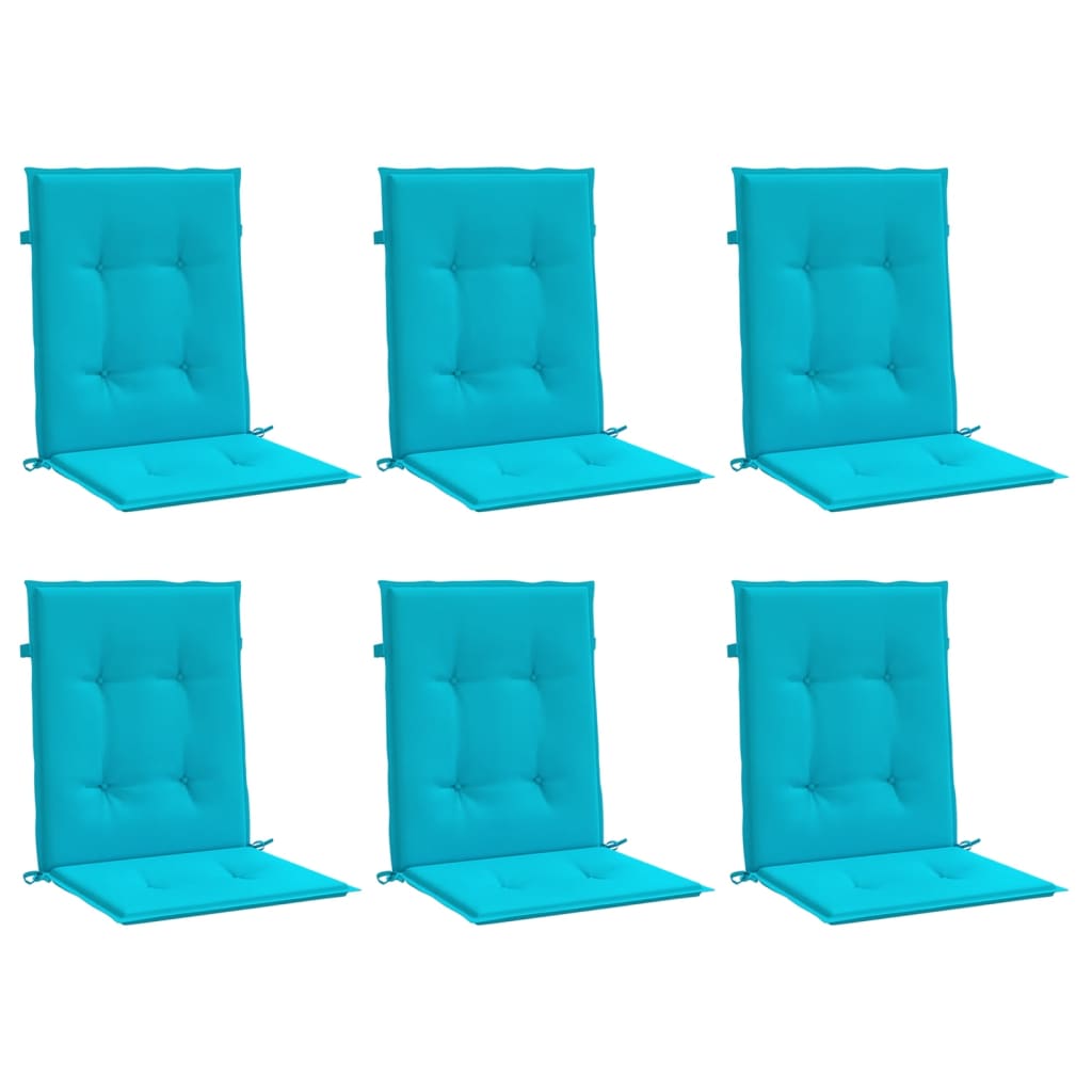 VidaXL coussins de chaise 6 pcs dossier bas tissu turquoise