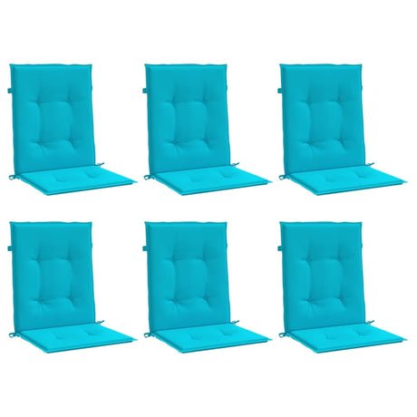 VidaXL coussins de chaise 6 pcs dossier bas tissu turquoise