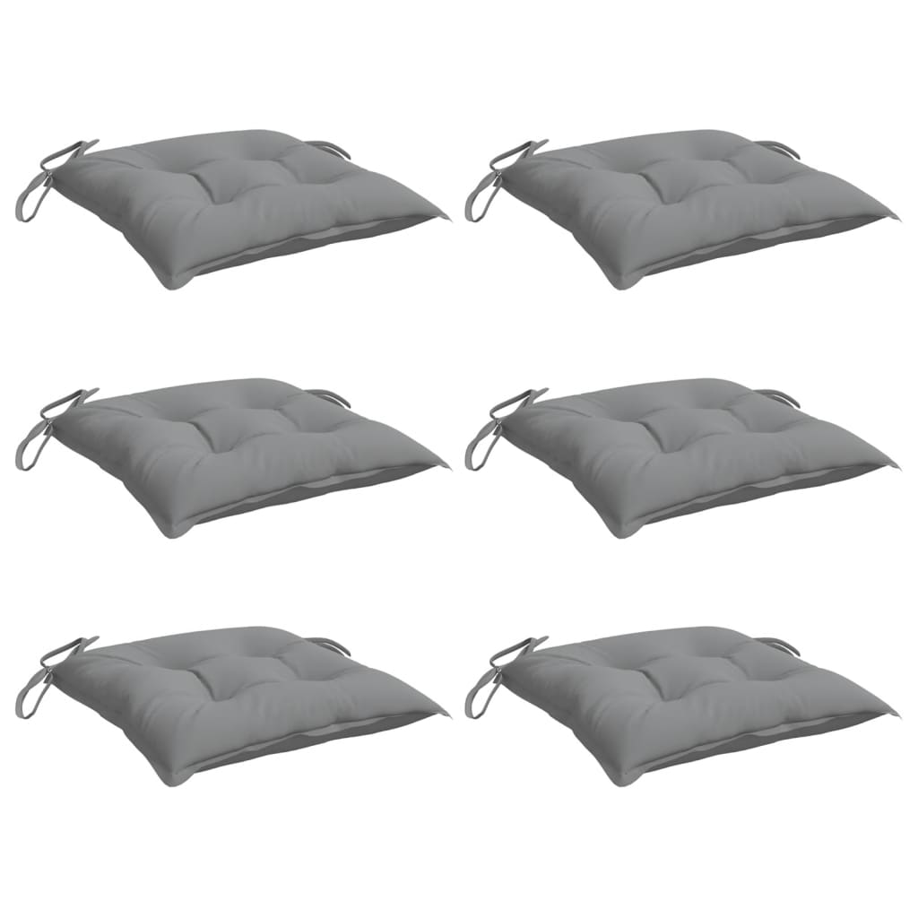 VidaXL coussins de chaise 6 pcs 40x40x7 cm tissu oxford gris