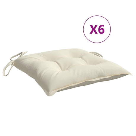 Vidaxx coussins de chaise 6 pcs 40x40x7 cm tissu blanc crème