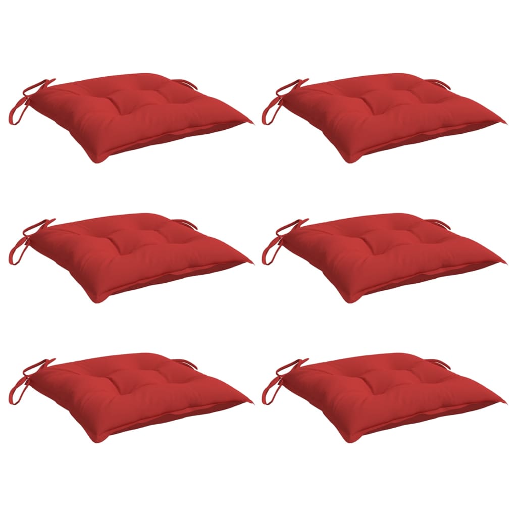 VidaXL coussins de chaise 6 pcs 40x40x7 cm tissu oxford rouge