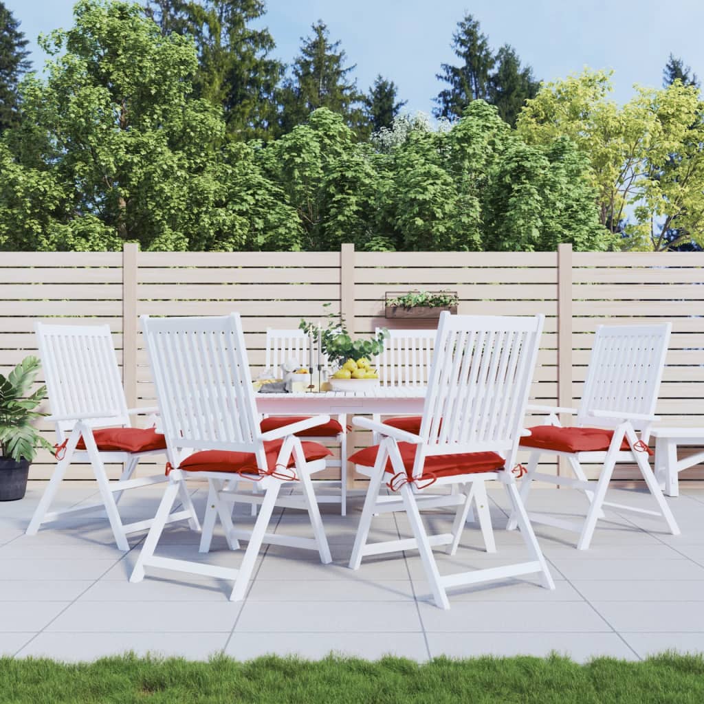 VidaXL coussins de chaise 6 pcs 40x40x7 cm tissu oxford rouge