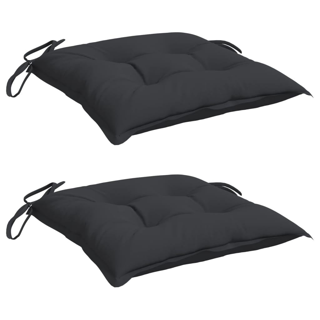 VidaXL coussins de chaise 2 pcs 40x40x7 cm tissu oxford noir