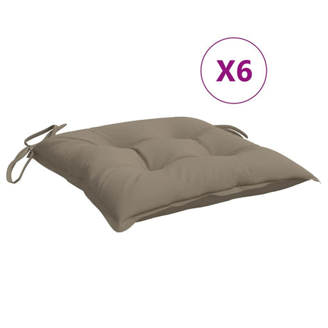 VidaXL coussins de chaise 6 pcs 40x40x7 cm tissu oxford taupe