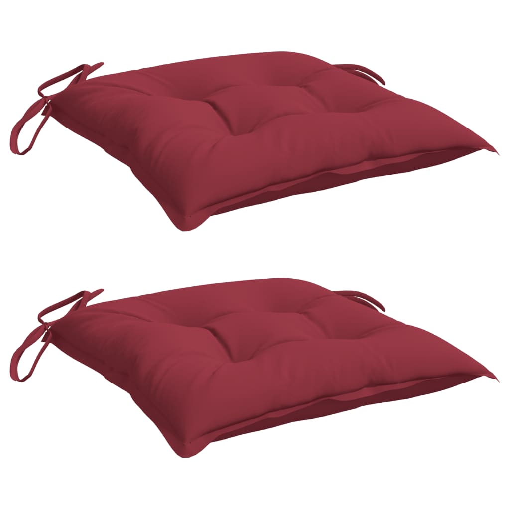 Vidaxx coussins de chaise 2 pcs 40x40x7 cm tissu oxford rouge vin