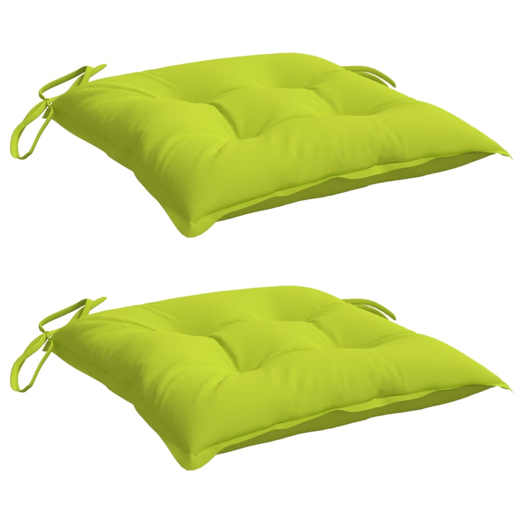 VidaXL coussins de chaise 2 pcs 40x40x7 cm tissu oxford vert vif
