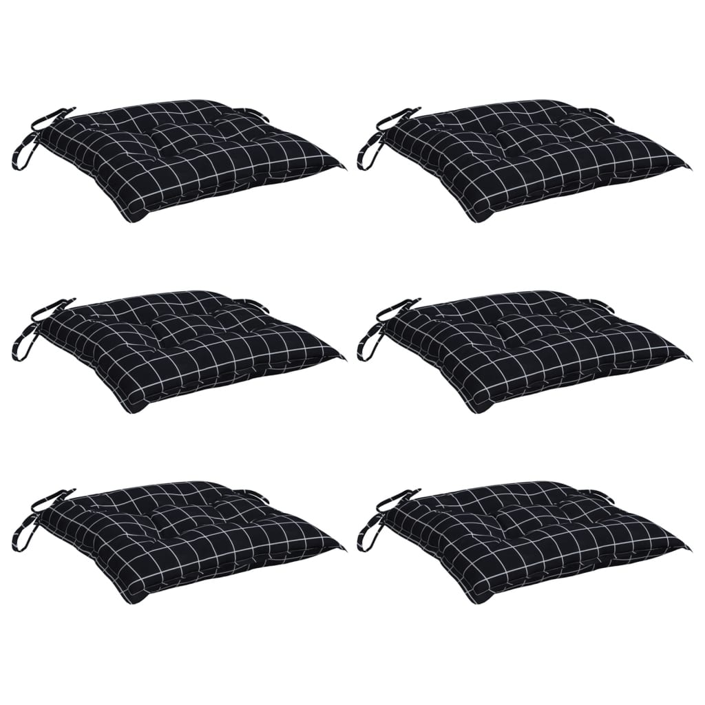 Vidaxx coussins de chaise 6 pcs motif losange 40x40x7 cm tissu noir