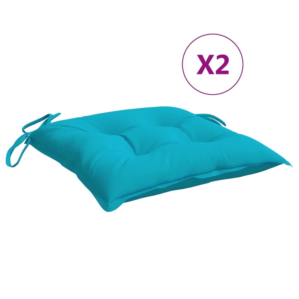 VidaXL coussins de chaise 2 pcs 40x40x7 cm tissu turquoise