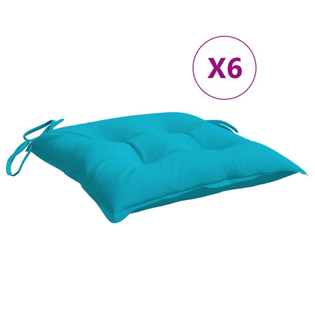 VidaXL coussins de chaise 6 pcs 40x40x7 cm tissu turquoise