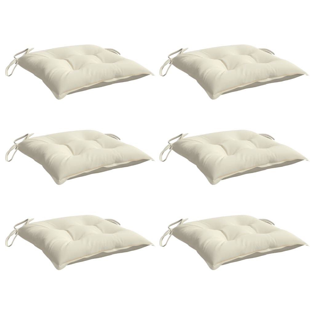 VidaXL coussins de chaise 6 pcs 50x50x7 cm tissu oxford blanc crème