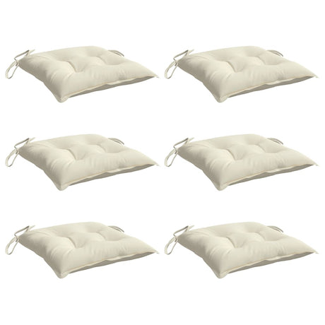 VidaXL coussins de chaise 6 pcs 50x50x7 cm tissu oxford blanc crème
