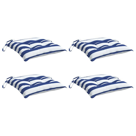 VidaXL coussins de chaise 4 pcs 50x50x7 cm tissu rayé blanc et bleu