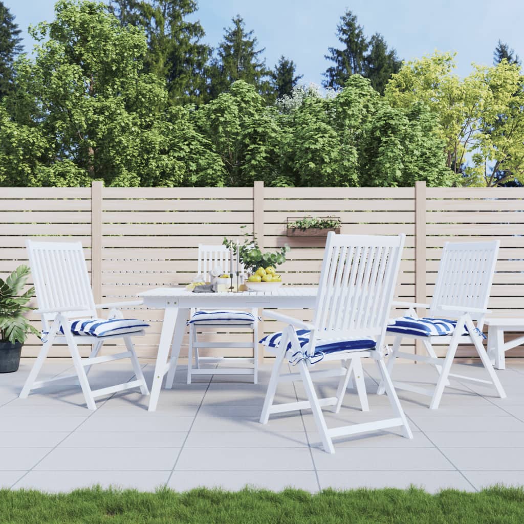 VidaXL coussins de chaise 4 pcs 50x50x7 cm tissu rayé blanc et bleu