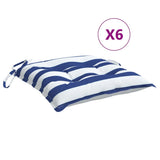 Vidaxx coussins de chaise 6 pcs 50x50x7 cm tissu rayé blanc et bleu