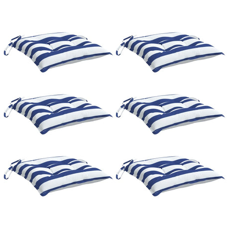 Vidaxx coussins de chaise 6 pcs 50x50x7 cm tissu rayé blanc et bleu