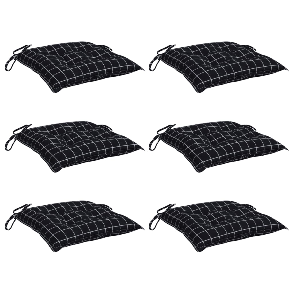 Vidaxx coussins de chaise 6 pcs 50x50x7 cm tissu motif losange noir