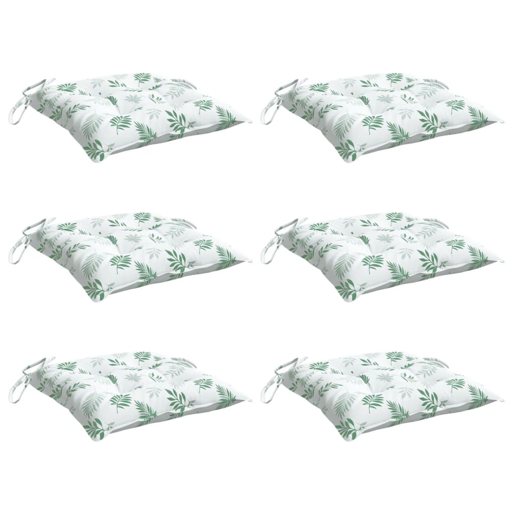 Vidaxx coussins de chaise 6 pcs 50x50x7 cm tissu motif feuille