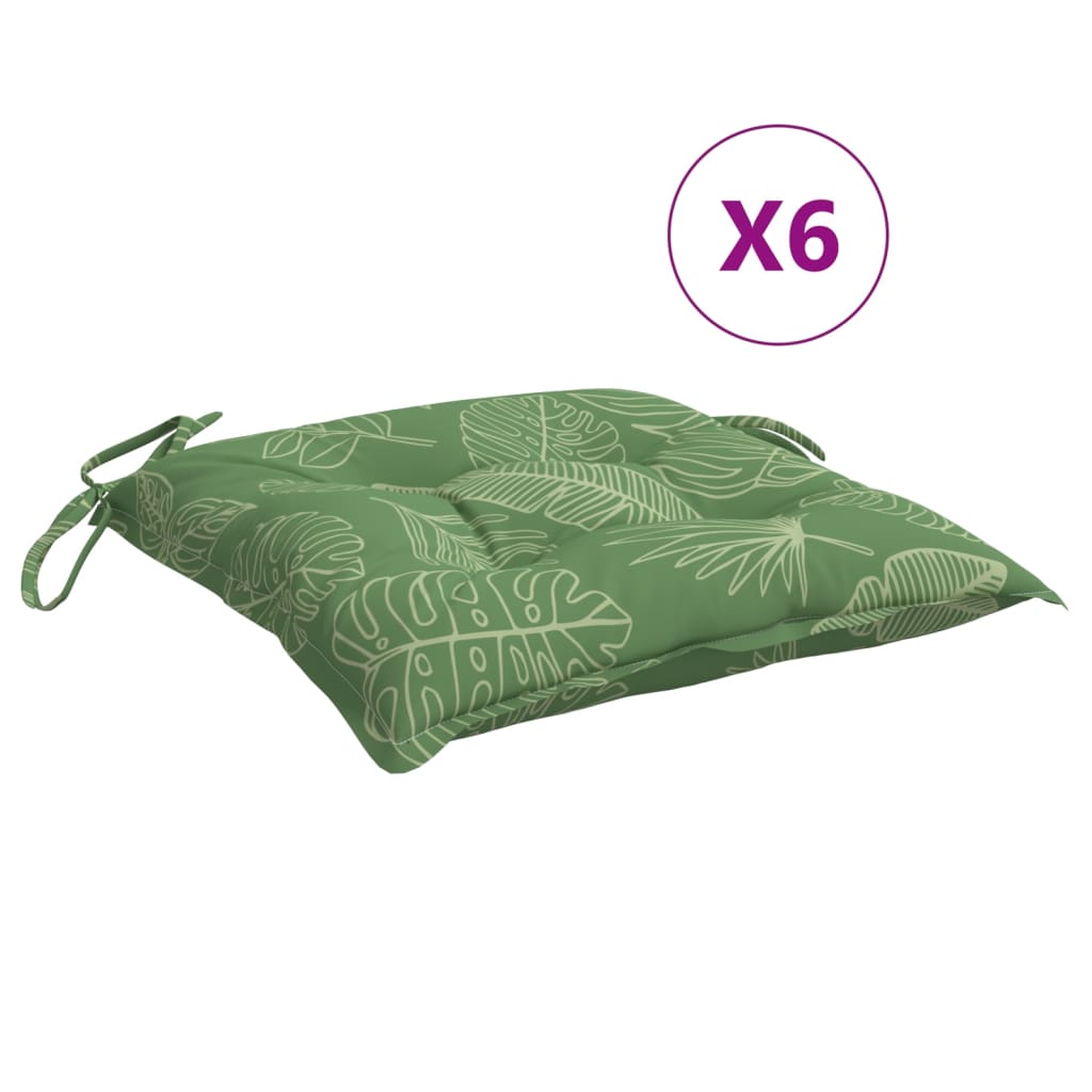 Vidaxx coussins de chaise 6 pcs motif feuille 50x50x7 cm tissu