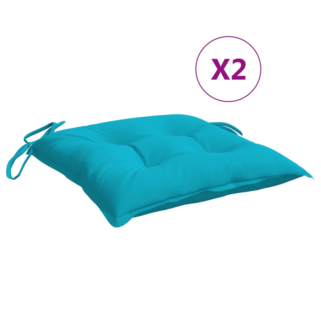 VidaXL coussins de chaise 2 pcs 50x50x7 cm tissu turquoise