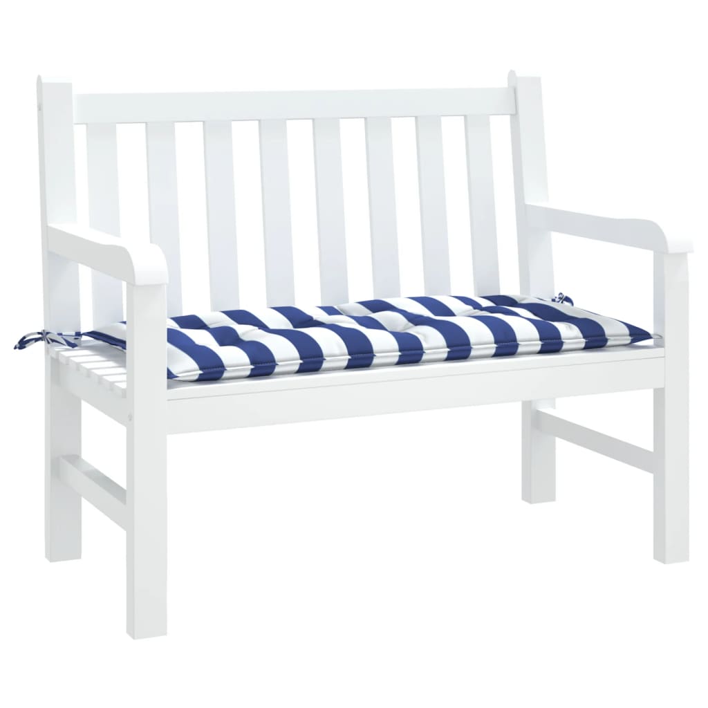 Vidaxl Garden Banc Cushion 100x50x7 cm Tissu à rayures blanches et bleus