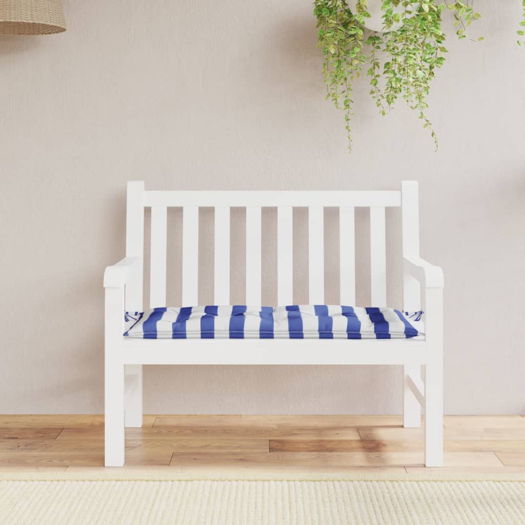 VidaXL coussin de banc de jardin 100x50x7 cm tissu rayé blanc et bleu