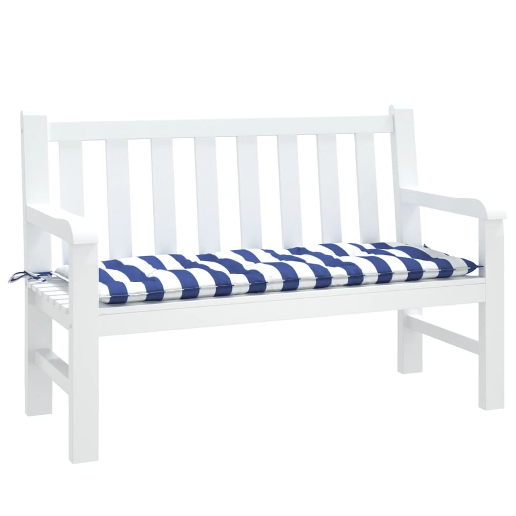 Vidaxl Garden Bench Cushion Rayado 120x50x7 CM tela blanca y azul