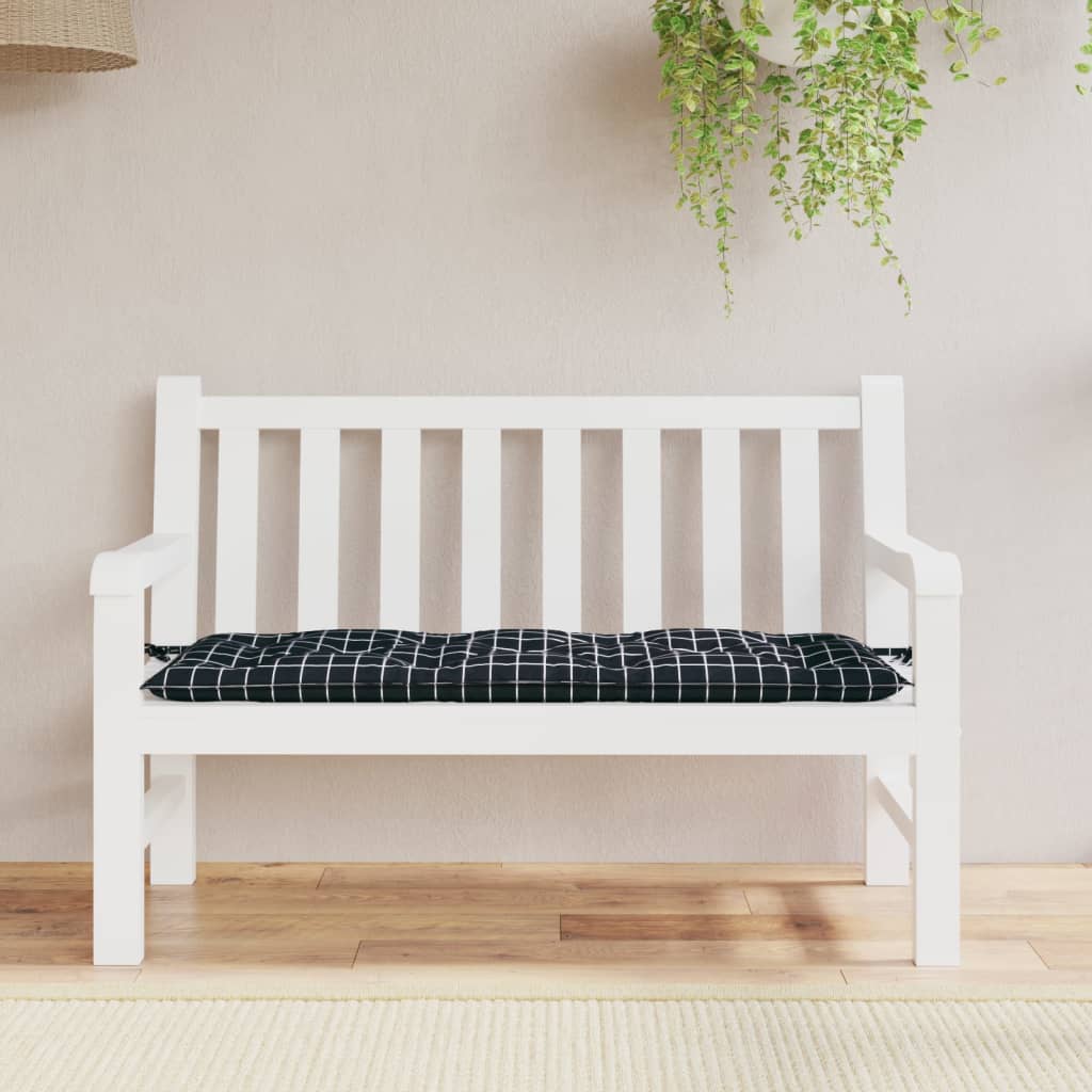 Vidaxl Garden Bench Cushion Checker Pattern 120x50x7 CM Fabric Negro