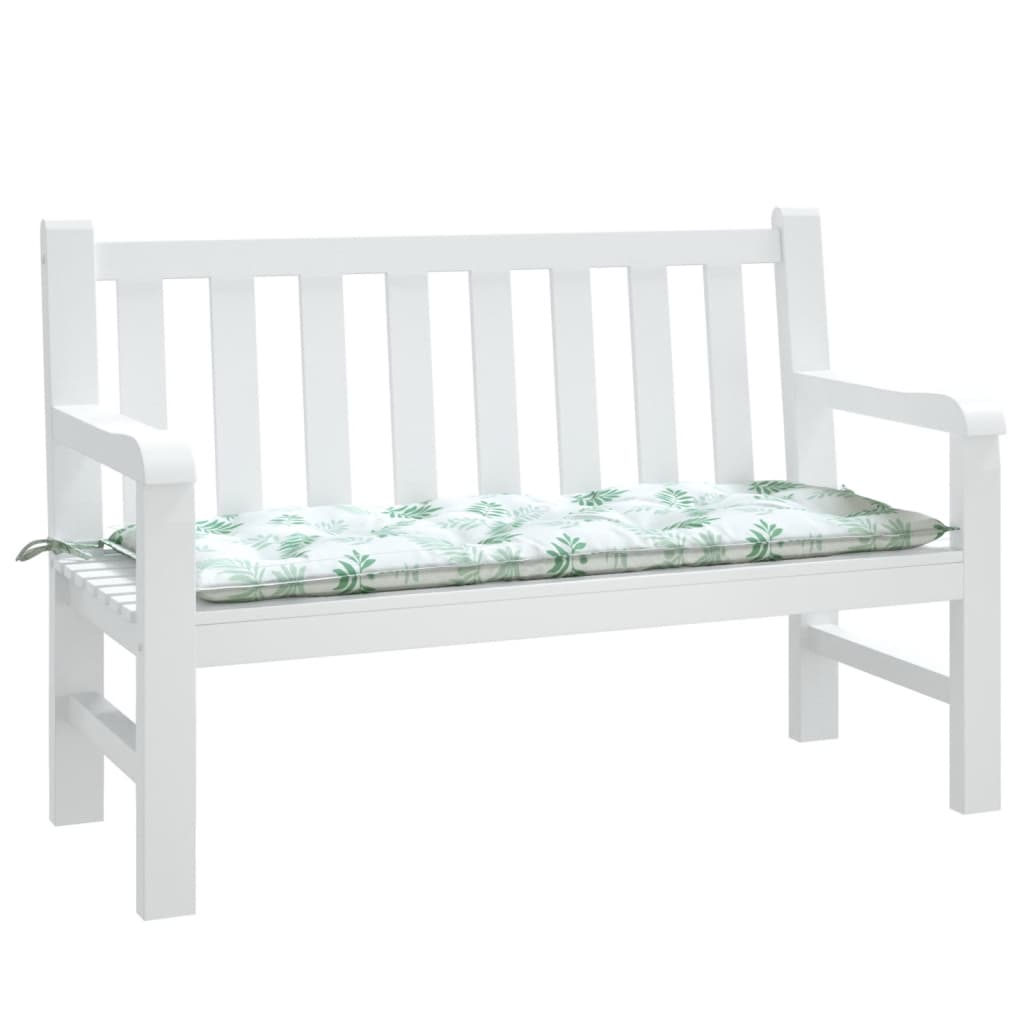 VidaXL coussin de banc de jardin motif feuille 120x50x7 cm tissu
