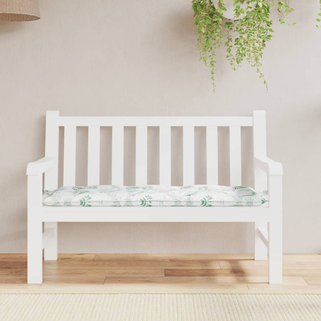 VidaXL coussin de banc de jardin motif feuille 120x50x7 cm tissu