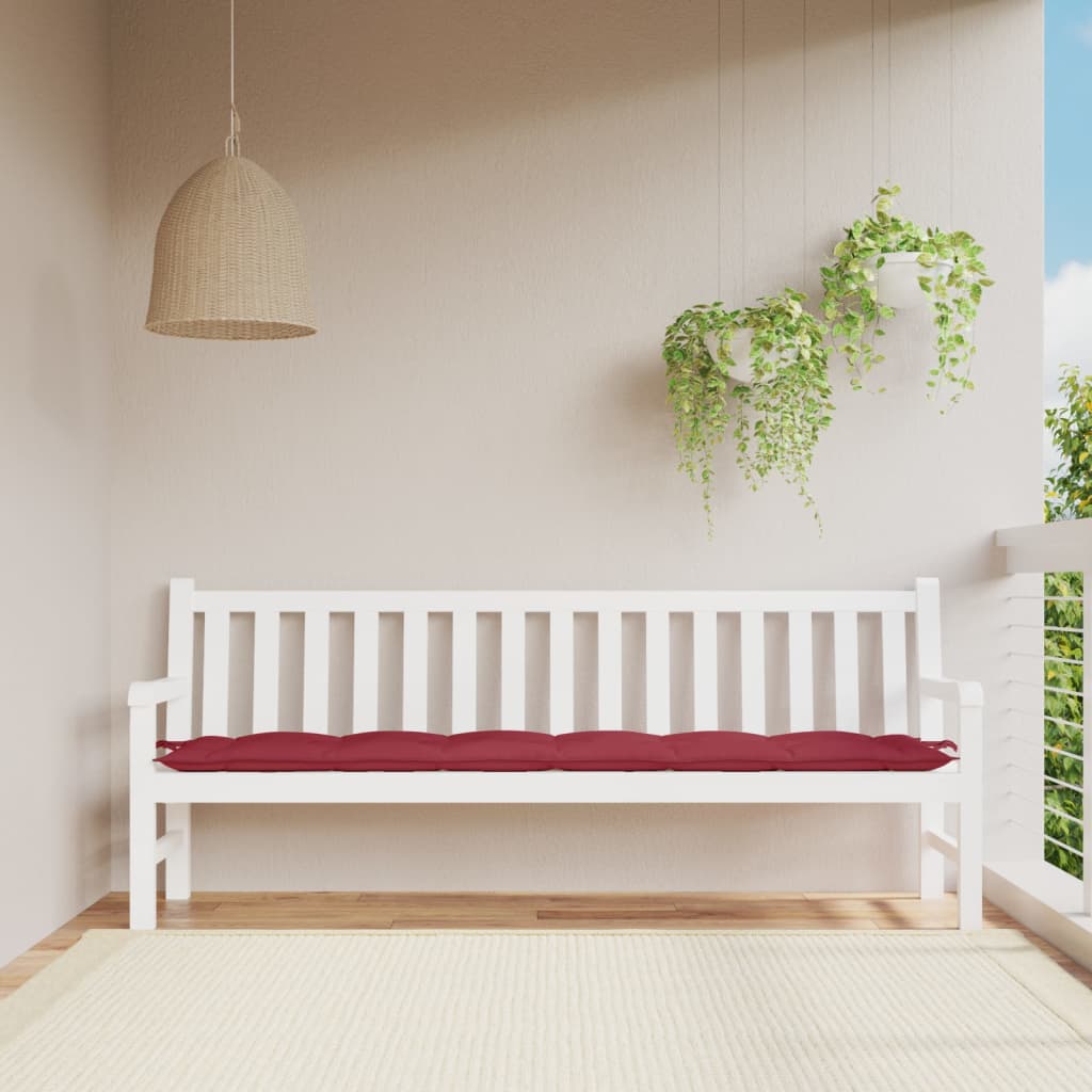 Vidaxx coussin de banc de jardin 200x50x7 cm tissu oxford rouge vin