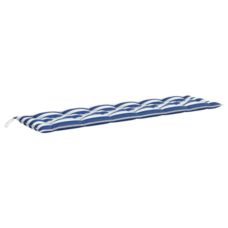 VidaXL coussin de banc de jardin rayé 200x50x7 cm tissu blanc et bleu
